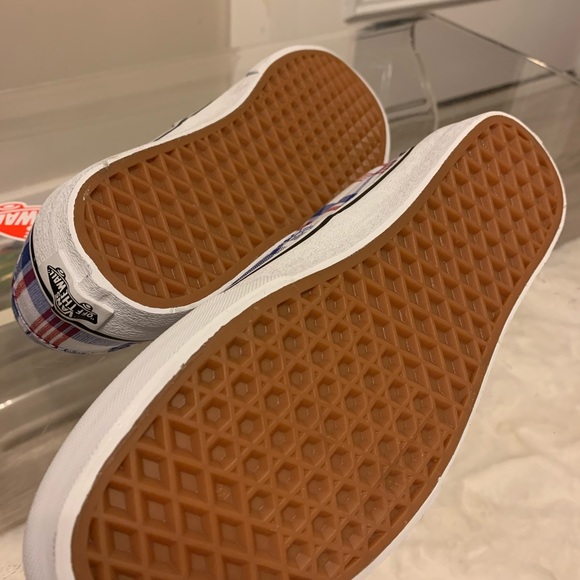 Vans Era Plaid Blue, Red & True White Skate Shoes - Picture 11 of 12